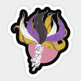 Nonbinary Pride Kitsune Sticker